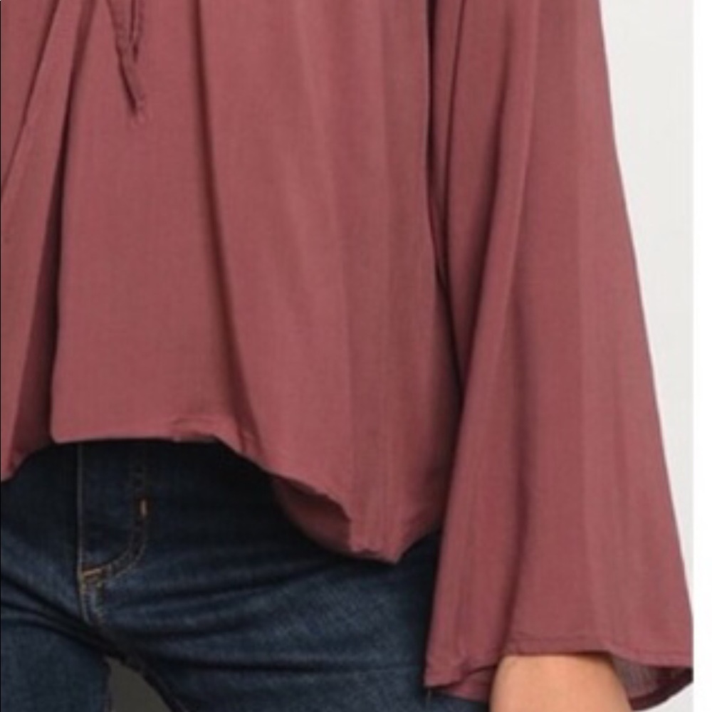 ❌DONATED❌Brick Mauve Tie Front Surplice Tunic Top - Picture 4 of 12